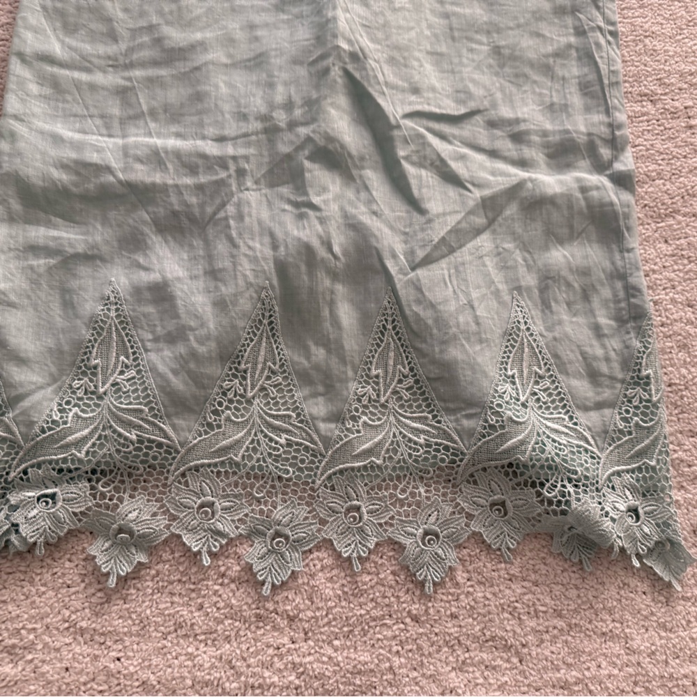 Cloak Of Many Colors Liberty & Lucrezia Set Sz 12 Linen Lace Mint Top Skirt VTG - Picture 12 of 14